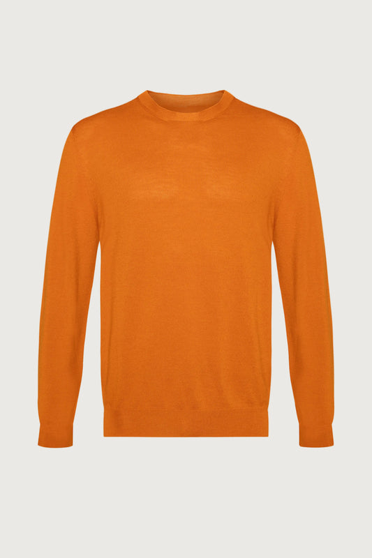 Johnstons of Elgin AW24 Unisex Knitwear Burnt Orange Unisex Superfine Cashmere Round Neck KAI05241SG4422