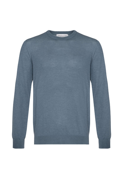 Johnstons of Elgin AW24 Unisex Knitwear Slate Unisex Superfine Cashmere Round Neck KAI05241SD5242