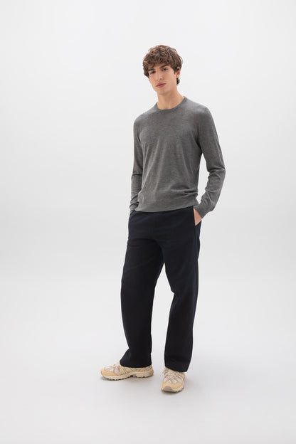 Johnstons of Elgin SS24 Unisex Knitwear Granite Grey Unisex Superfine Cashmere Round Neck KAI05241HA4077