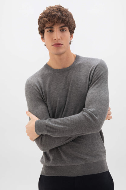 Johnstons of Elgin SS24 Unisex Knitwear Granite Grey Unisex Superfine Cashmere Round Neck KAI05241HA4077