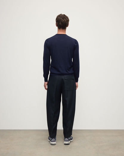 Johnstons of Elgin AW25 Unisex Knitwear Navy Superfine Cashmere Round Neck KAI05241SD7600