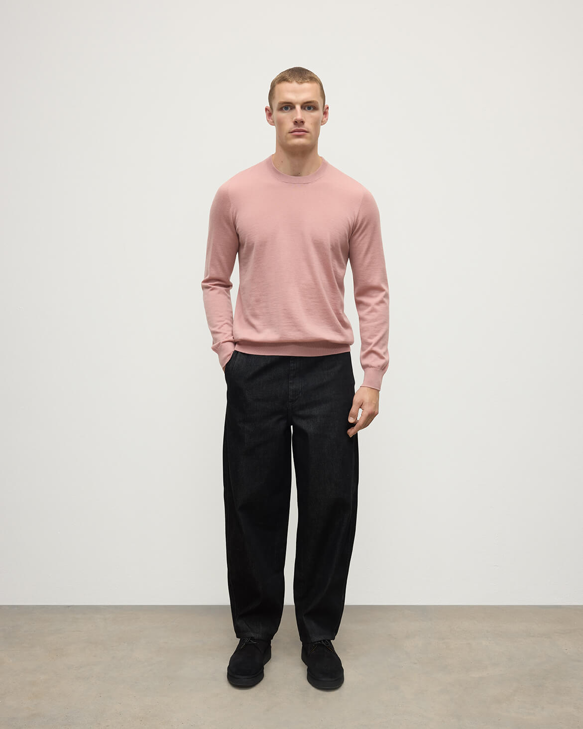 Johnstons of Elgin Men's Superfine Cashmere Pink Sweater KAI05241SE5274