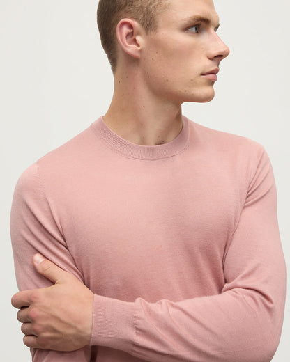 Johnstons of Elgin Men's Superfine Cashmere Pink Sweater KAI05241SE5274