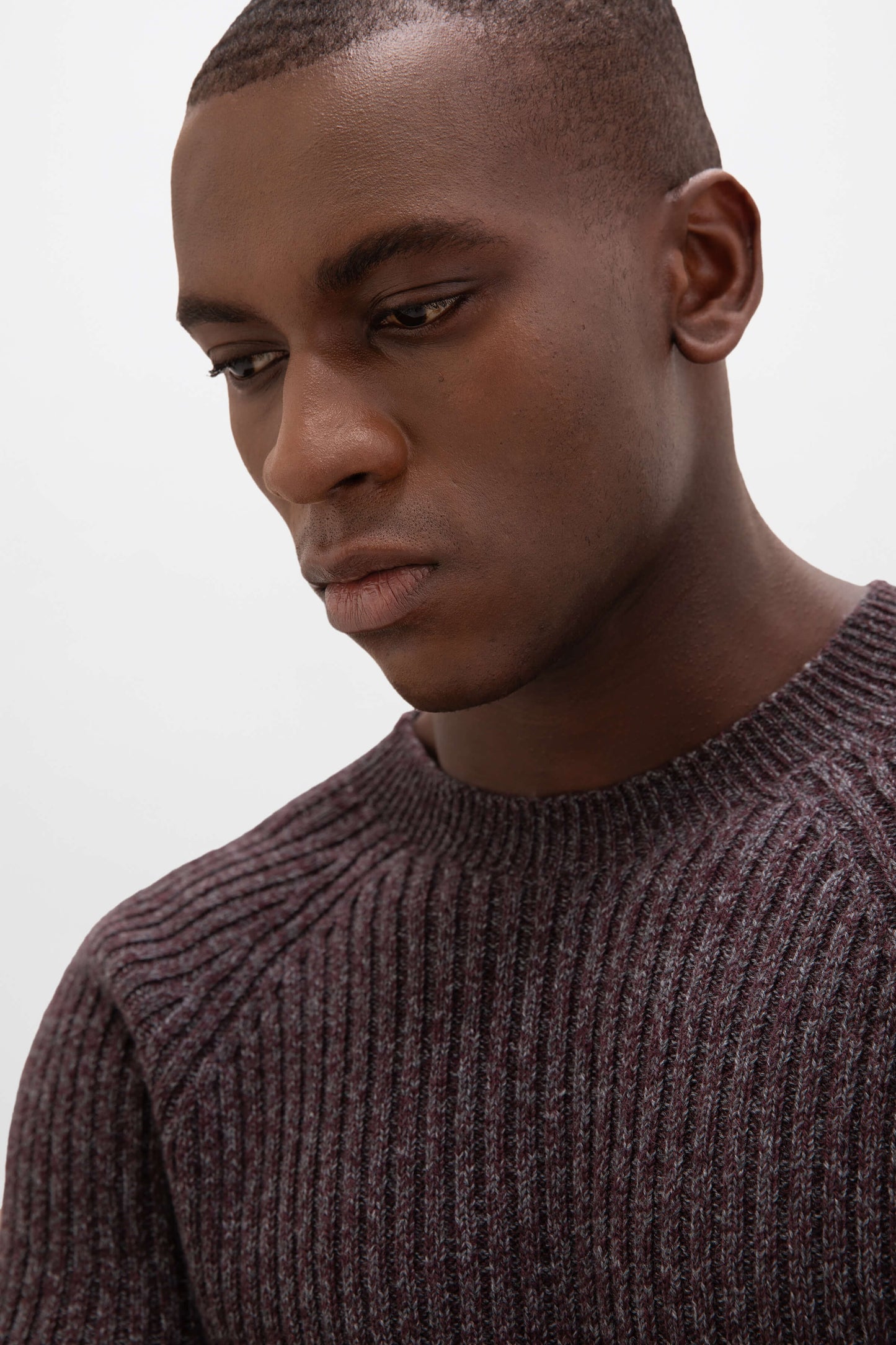 Johnstons of Elgin AW24 Unisex Knitwear Dark Russet Marl Unisex Cashmere Marl Sweater KAI05260004949