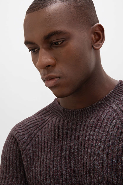 Johnstons of Elgin AW24 Unisex Knitwear Dark Russet Marl Unisex Cashmere Marl Sweater KAI05260004949