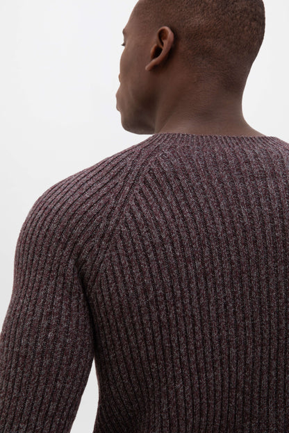 Johnstons of Elgin AW24 Unisex Knitwear Dark Russet Marl Unisex Cashmere Marl Sweater KAI05260004949