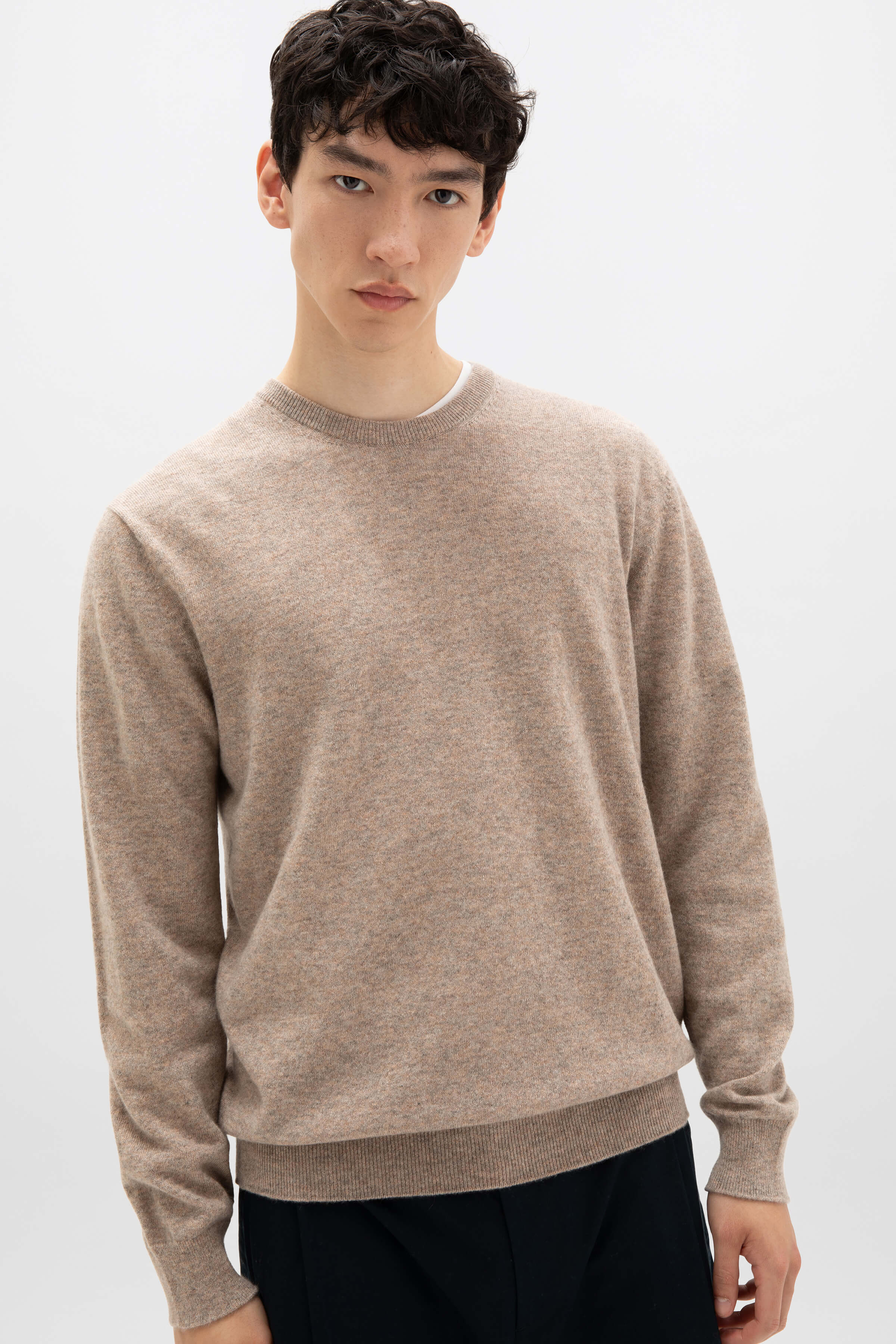 Brown Cashmere Crew Neck Jumper Johnstons of Elgin