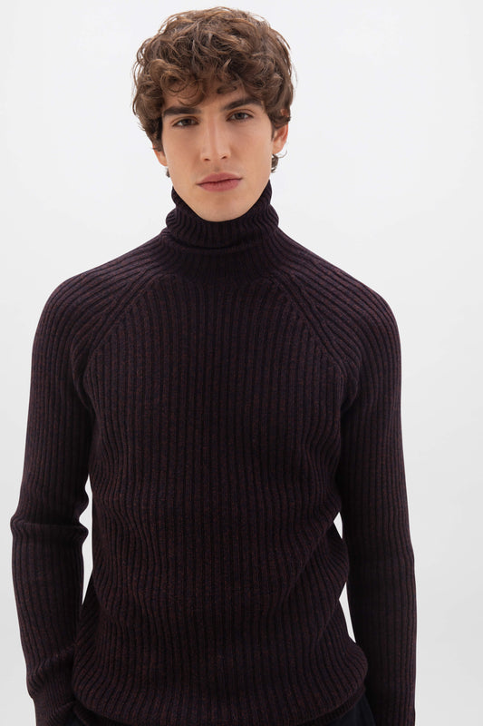 Donegal Roll Neck Sweater, Black Marl