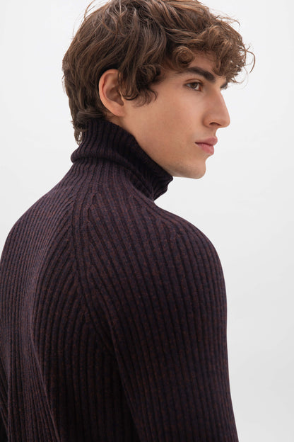 Johnstons of Elgin SS24 Unisex Knitwear Malt Brown Marl Unisex Cashmere Marl Roll Neck