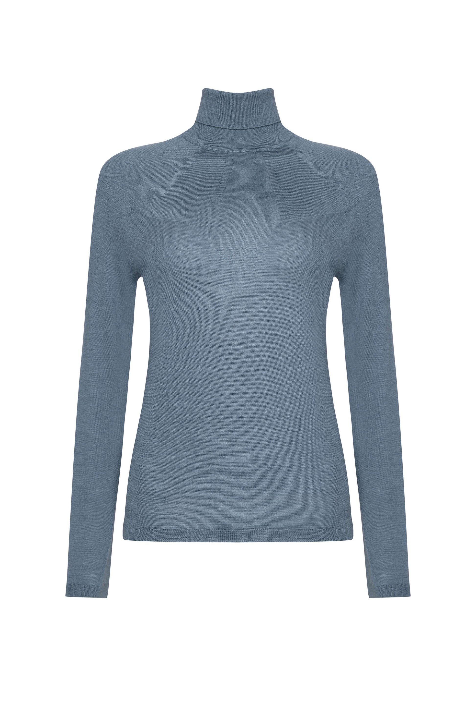 Johnstons of Elgin AW24 Women's Knitwear Slate Superfine Cashmere Roll Neck KAI05313SD5242