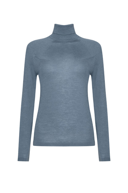 Johnstons of Elgin AW24 Women's Knitwear Slate Superfine Cashmere Roll Neck KAI05313SD5242