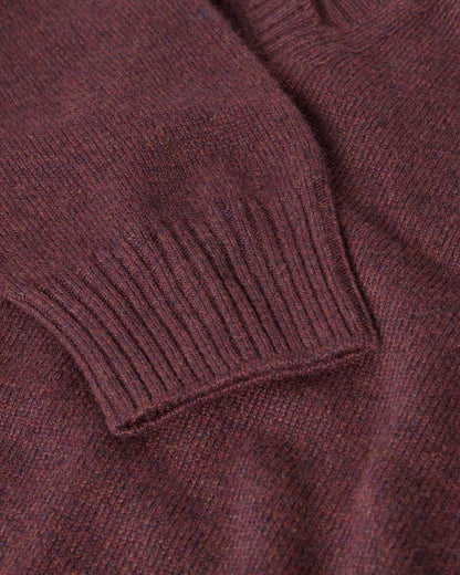 Johnstons of Elgin AW25 Women's Knitwear Damson Gauzy Cashmere Purple V Neck Jumper Close Up KAI05323HE7064