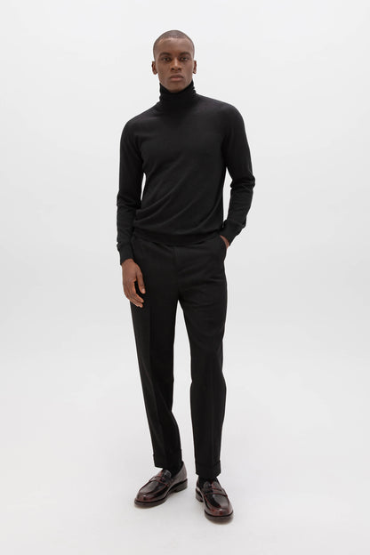 Johnstons of Elgin AW24 Unisex Knitwear Black Unisex Superfine Cashmere Roll Neck KAI05333SA7146