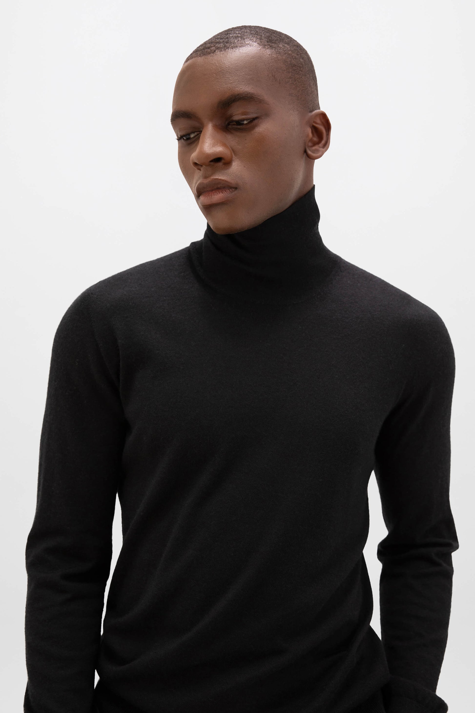 Johnstons of Elgin AW24 Unisex Knitwear Black Unisex Superfine Cashmere Roll Neck KAI05333SA7146