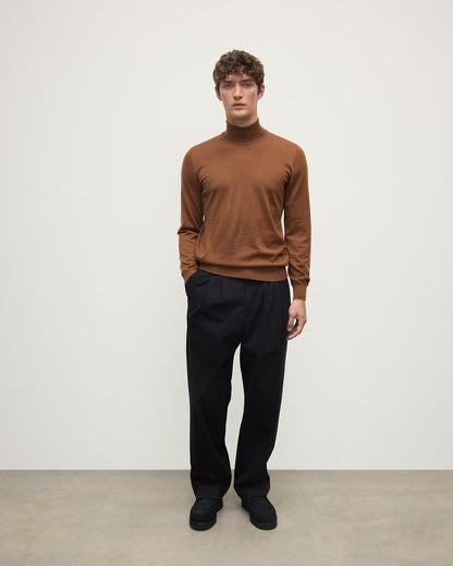 Johnstons of Elgin Men's Superfine Cashmere Camel Roll Neck Sweater KAI05333SB7300