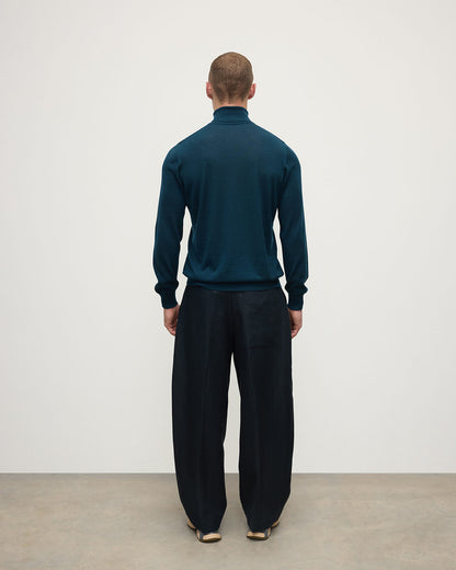 Johnstons of Elgin Men's Superfine Cashmere Green Roll Neck Sweater KAI05333SC7344