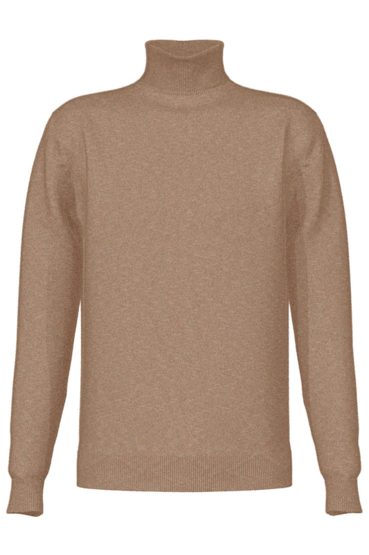 Johnstons of Elgin Men's Cashmere Roll Neck Sweater in Ash KAI05417HB4334