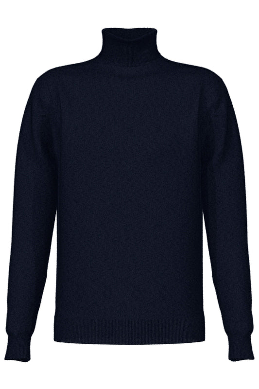 Johnstons of Elgin Men's Cashmere Roll Neck Sweater in Dark Navy KAI05417SD7286