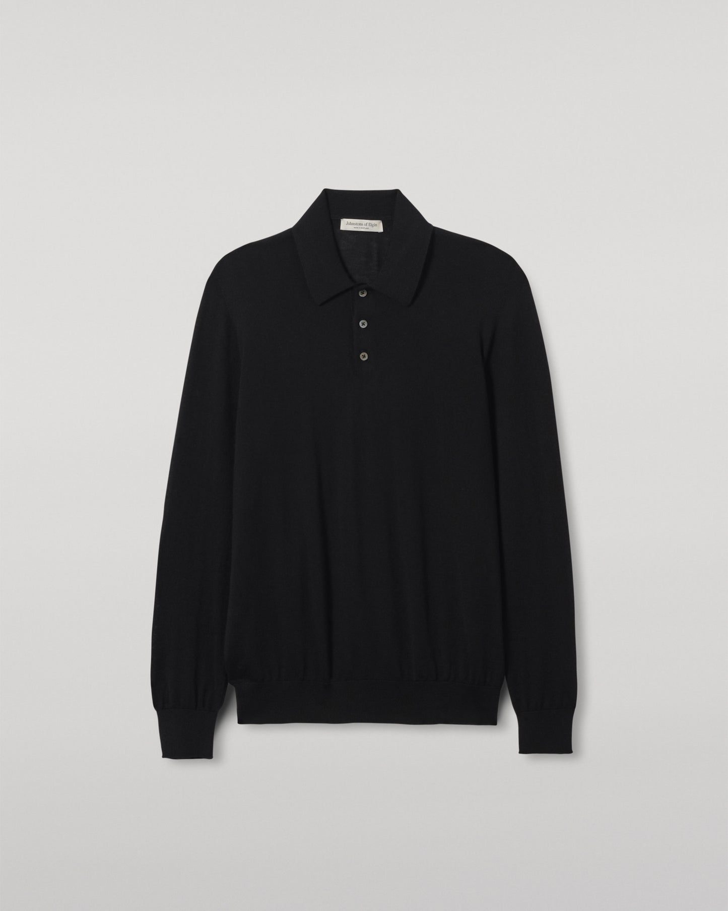 Johnstons of Elgin AW25 Men's Knitwear Black Black Cashmere Polo Shirt KAI05481SA7146