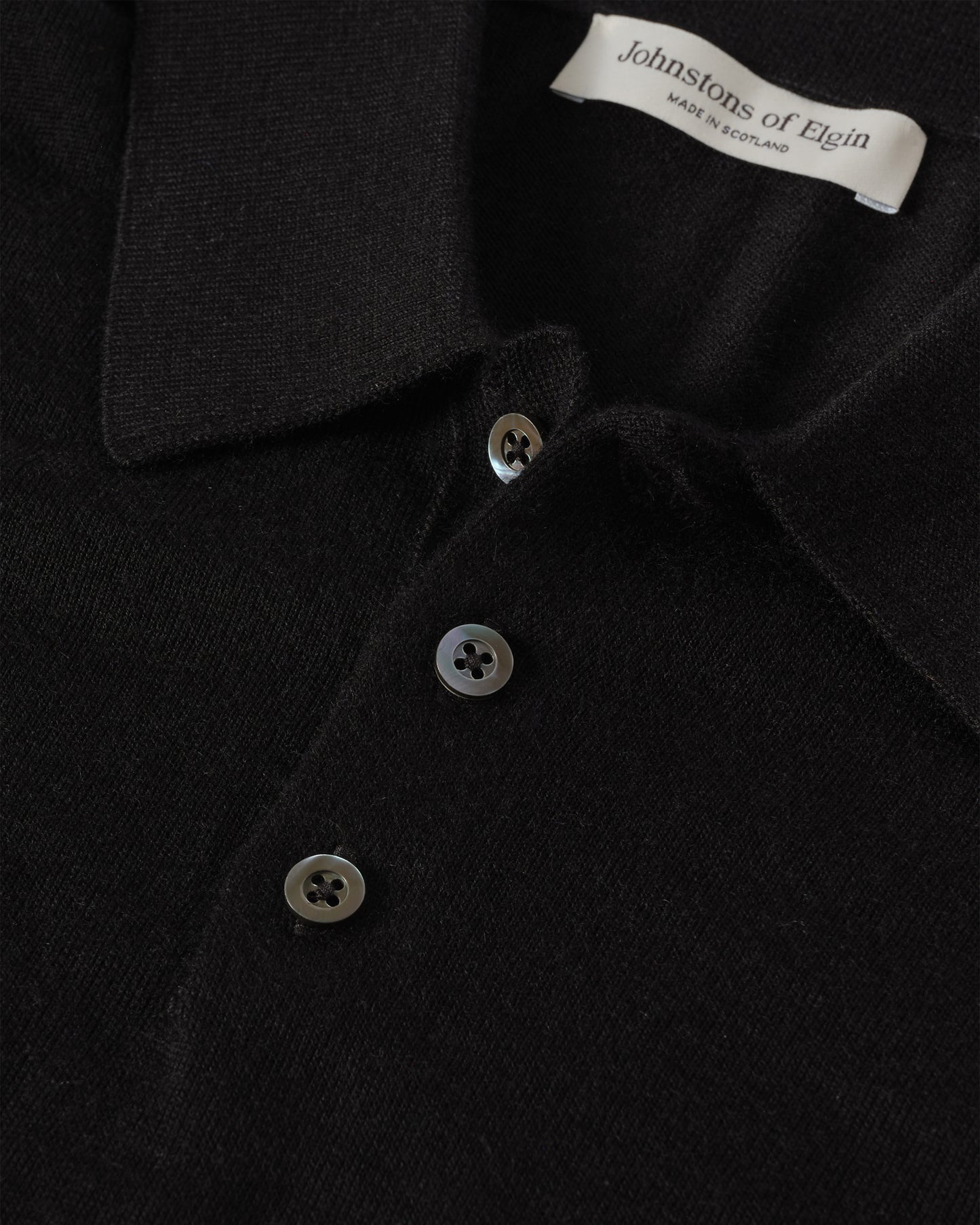 Johnstons of Elgin AW25 Men's Knitwear Black Black Cashmere Polo Shirt KAI05481SA7146