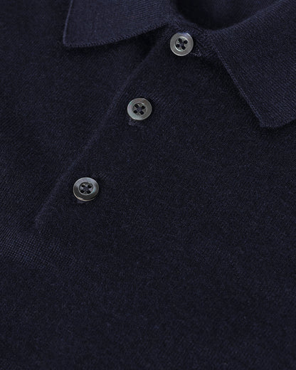 Johnstons of Elgin AW25 Men's Knitwear Dark Navy Navy Cashmere Polo Shirt KAI05481SD7600