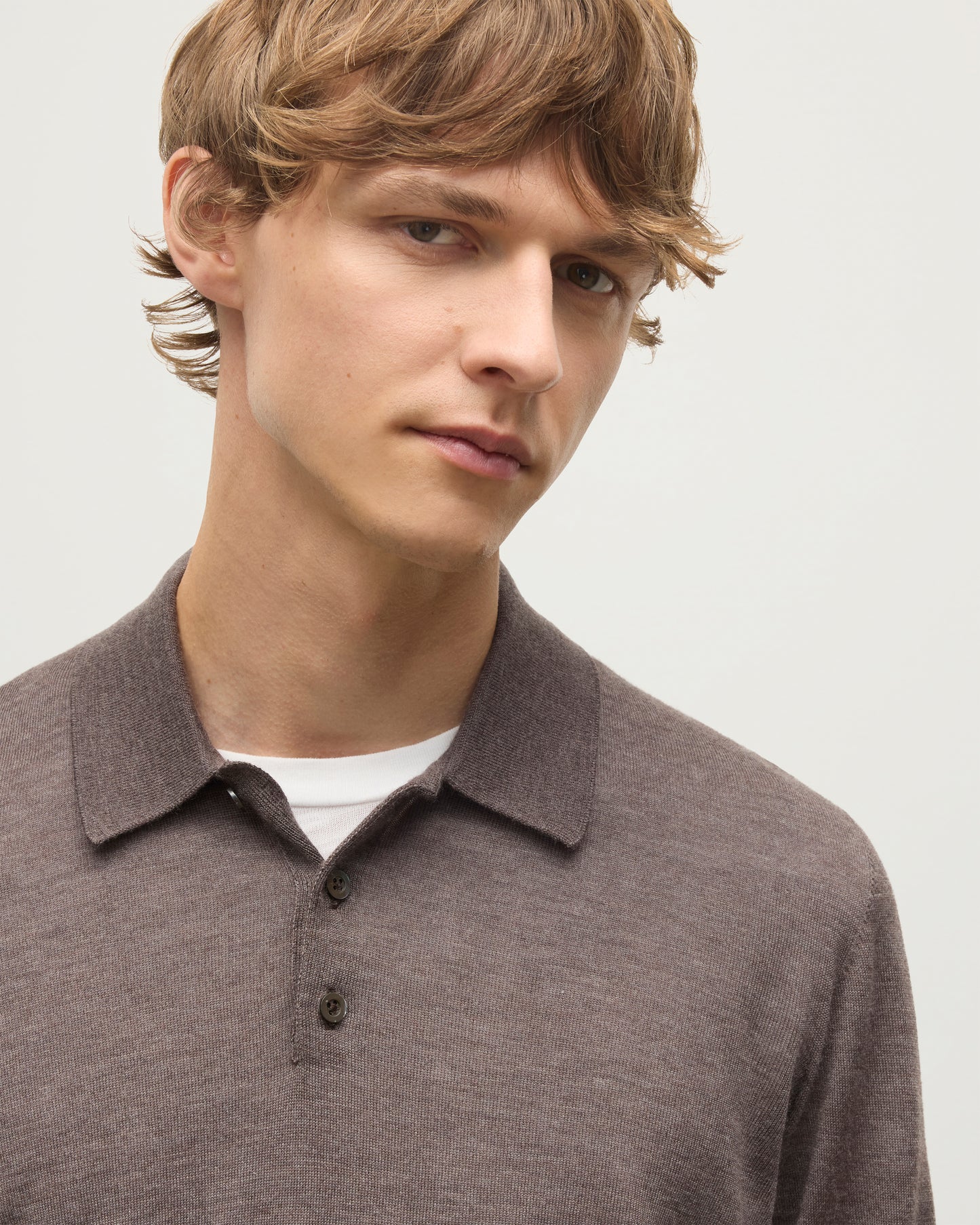 Fin Brown Superfine Cashmere Polo Shirt
