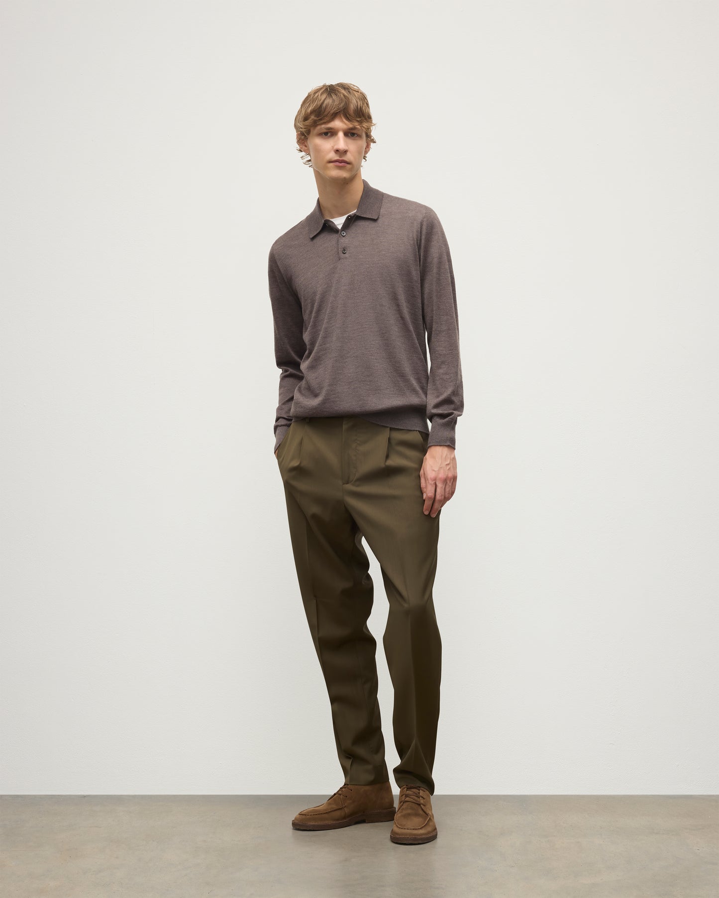 Fin Brown Superfine Cashmere Polo Shirt