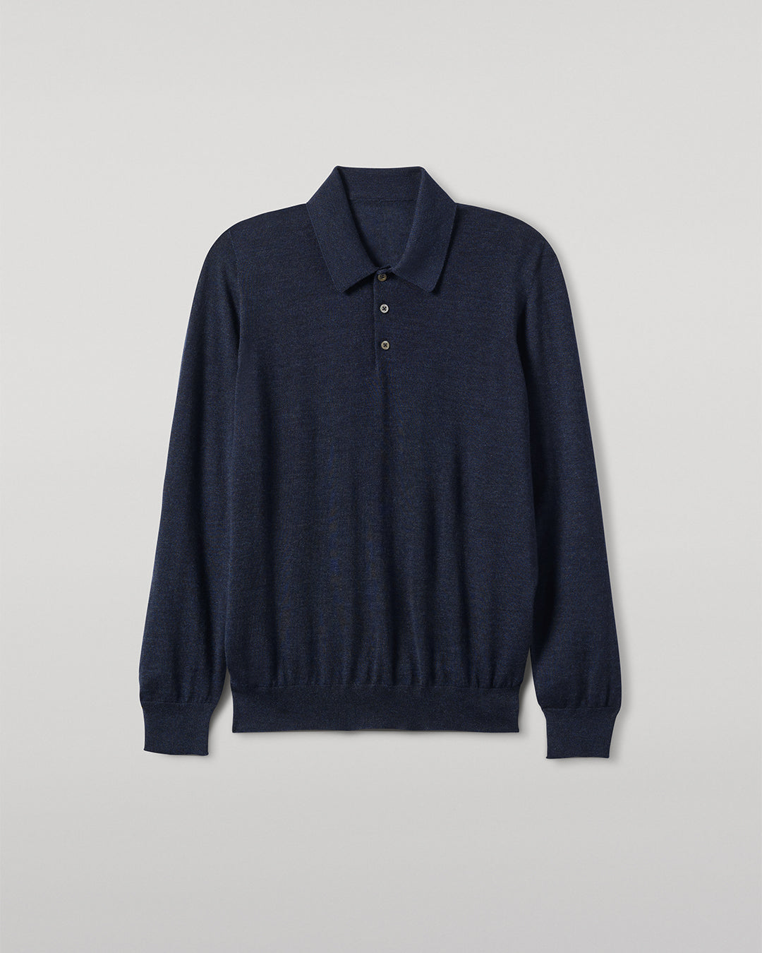 JOHNSTONS OF ELGIN MENS FIN SUPERFINE LONG SLEEVE POLOSHIRT NAVY 100% SUPERFINE CASHMERE  KAI05481HD7350