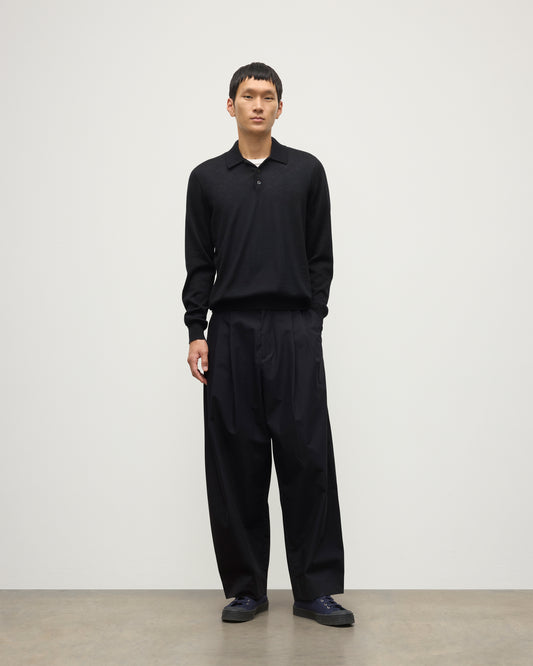 Johnstons of Elgin AW25 Men's Knitwear Black Black Cashmere Polo Shirt KAI05481SA7146