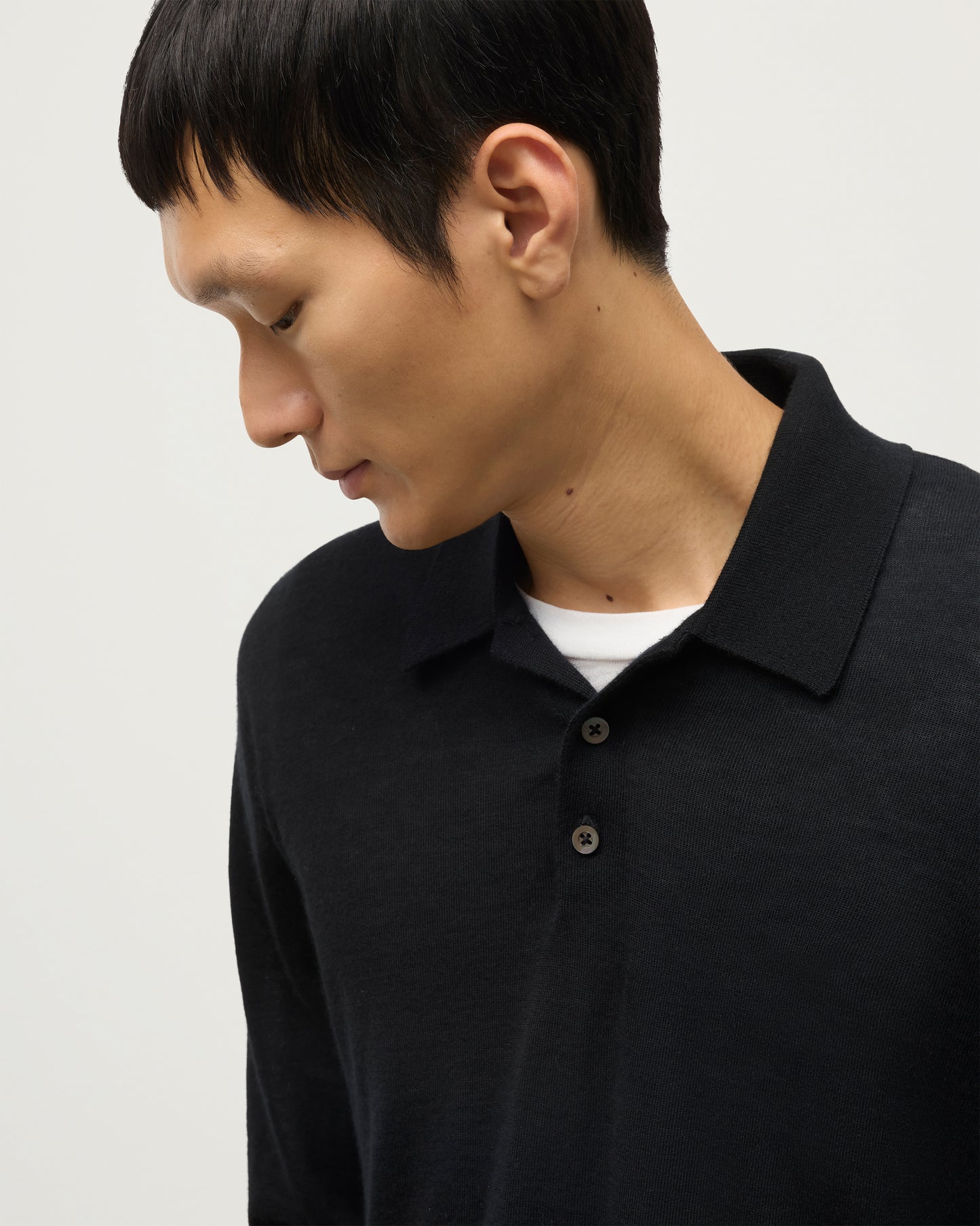 Johnstons of Elgin AW25 Men's Knitwear Black Black Cashmere Polo Shirt KAI05481SA7146