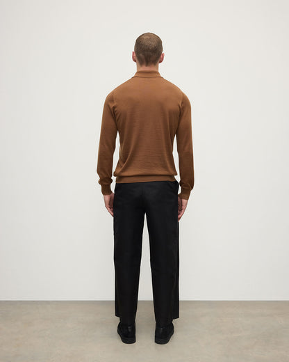 Johnstons of Elgin AW25 Men's Knitwear Dark Camel Camel Cashmere Polo Shirt KAI05481SB7300