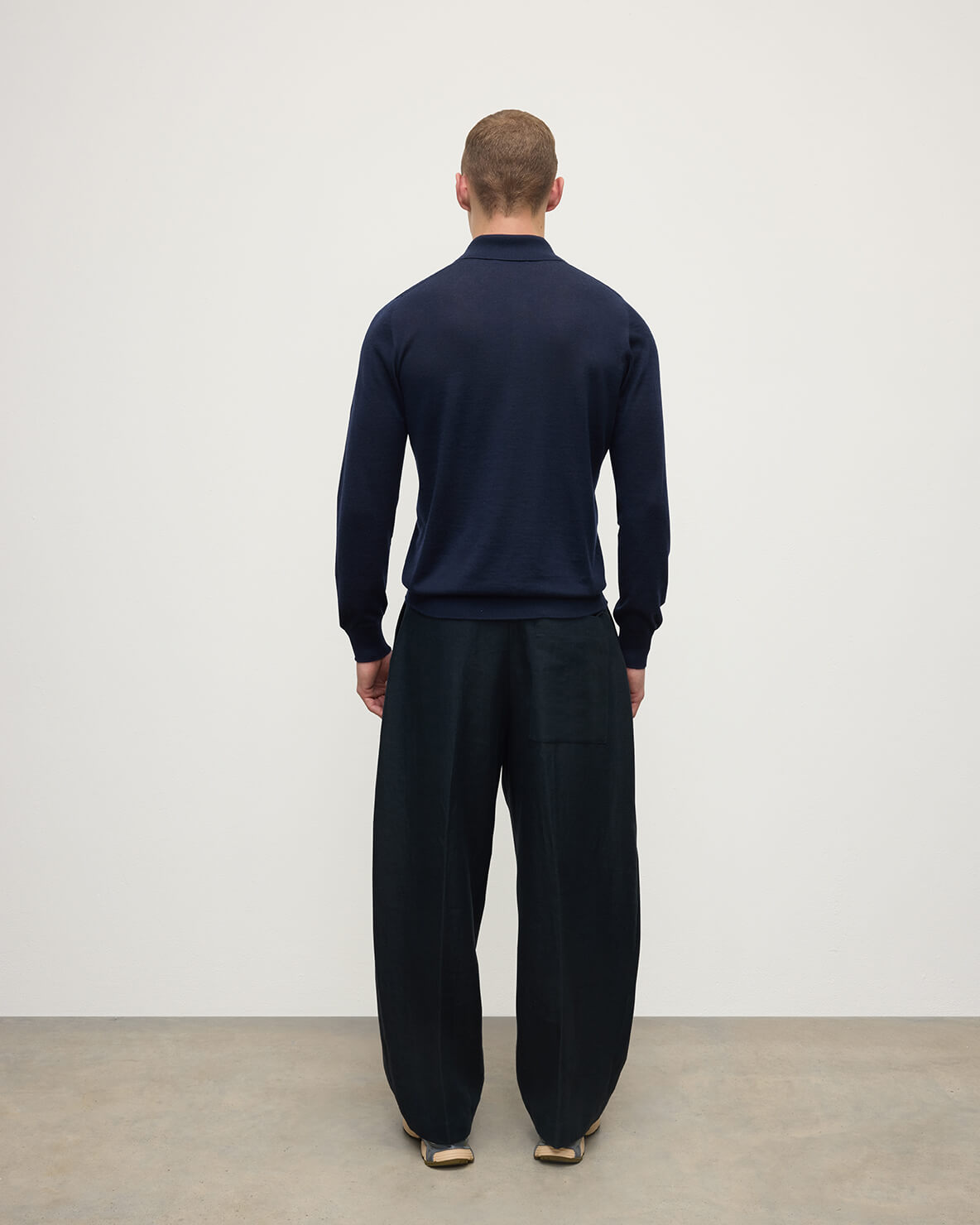 Johnstons of Elgin AW25 Men's Knitwear Dark Navy Navy Cashmere Polo Shirt KAI05481SD7600