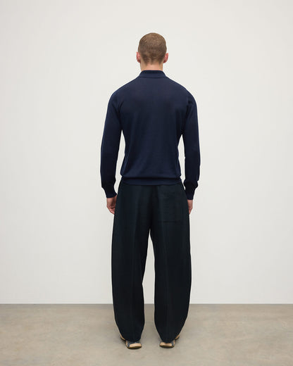 Johnstons of Elgin AW25 Men's Knitwear Dark Navy Navy Cashmere Polo Shirt KAI05481SD7600