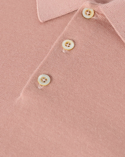 Johnstons of Elgin AW25 Men's Knitwear Nude Pink Cashmere Polo Shirt KAI05481SE5274