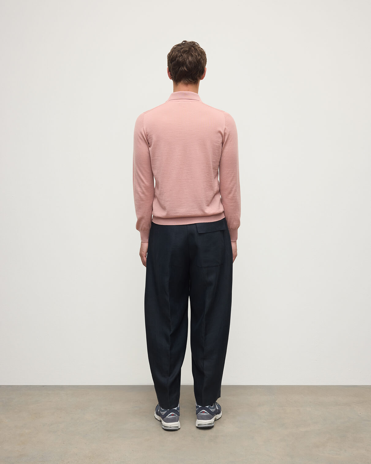 Johnstons of Elgin AW25 Men's Knitwear Nude Pink Cashmere Polo Shirt KAI05481SE5274