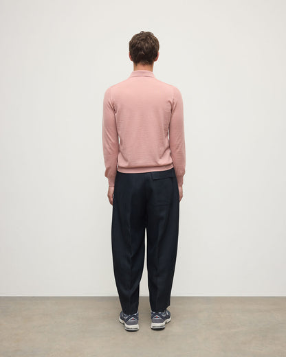 Johnstons of Elgin AW25 Men's Knitwear Nude Pink Cashmere Polo Shirt KAI05481SE5274