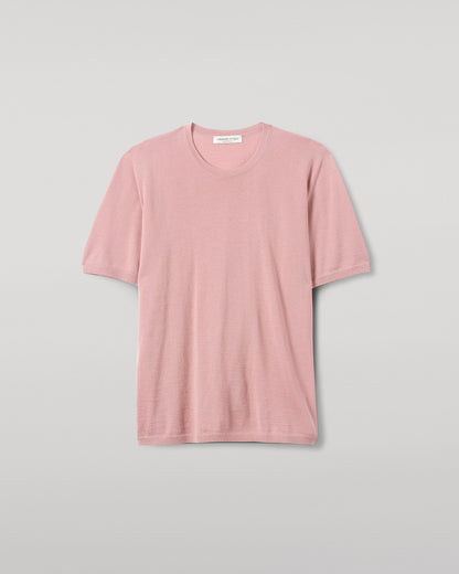 Johnstons of Elgin AW25 Men's Knitwear Nude Pink Superfine Cashmere T-Shirt KAI05595SE5274