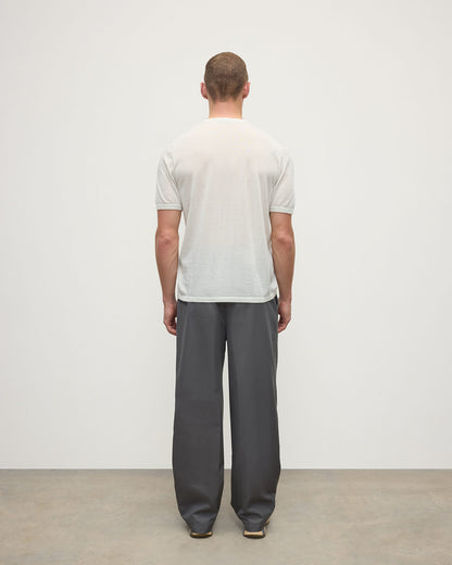 Johnstons of Elgin AW25 Men's Knitwear Zinc White Superfine Cashmere White T-Shirt KAI05595HA0327