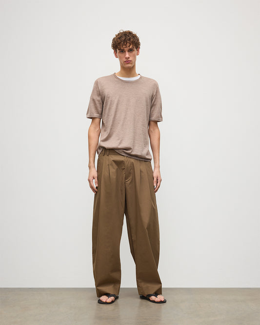 MENS BOYD SUPERFINE T-SHIRT LIGHT BROWN 100% SUPERFINE CASHMERE KAI05595HB0273