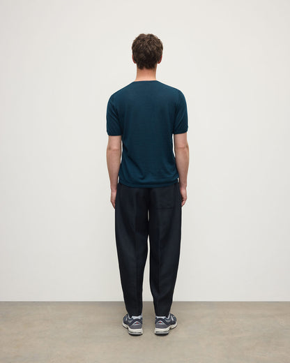 Johnstons of Elgin AW25 Men's Knitwear Bottle Green Green Superfine Cashmere T-Shirt KAI05595SC7344