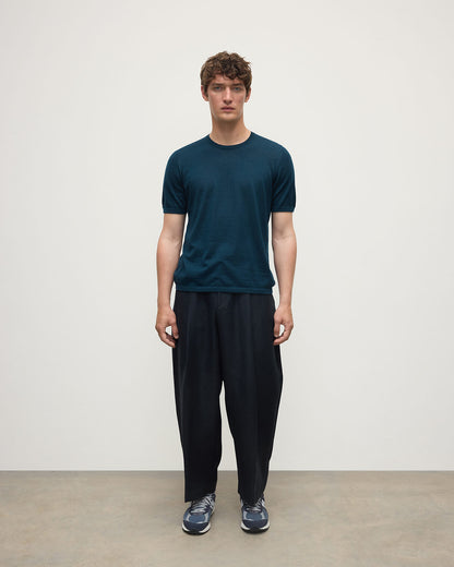 Johnstons of Elgin AW25 Men's Knitwear Bottle Green Green Superfine Cashmere T-Shirt KAI05595SC7344