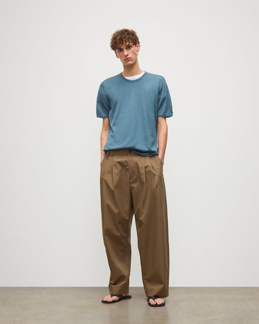 JOHNSTONS OF ELGIN MENS BOYD SUPERFINE T-SHIRT GREEN 100% SUPERFINE CASHMERE KAI05595SD5242