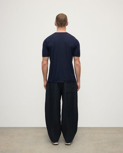 Johnstons of Elgin AW25 Men's Knitwear Dark Navy Navy Superfine Cashmere T-Shirt KAI05595SD7600