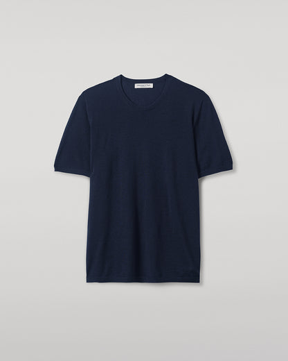 Johnstons of Elgin AW25 Men's Knitwear Dark Navy Navy Superfine Cashmere T-Shirt KAI05595SD7600