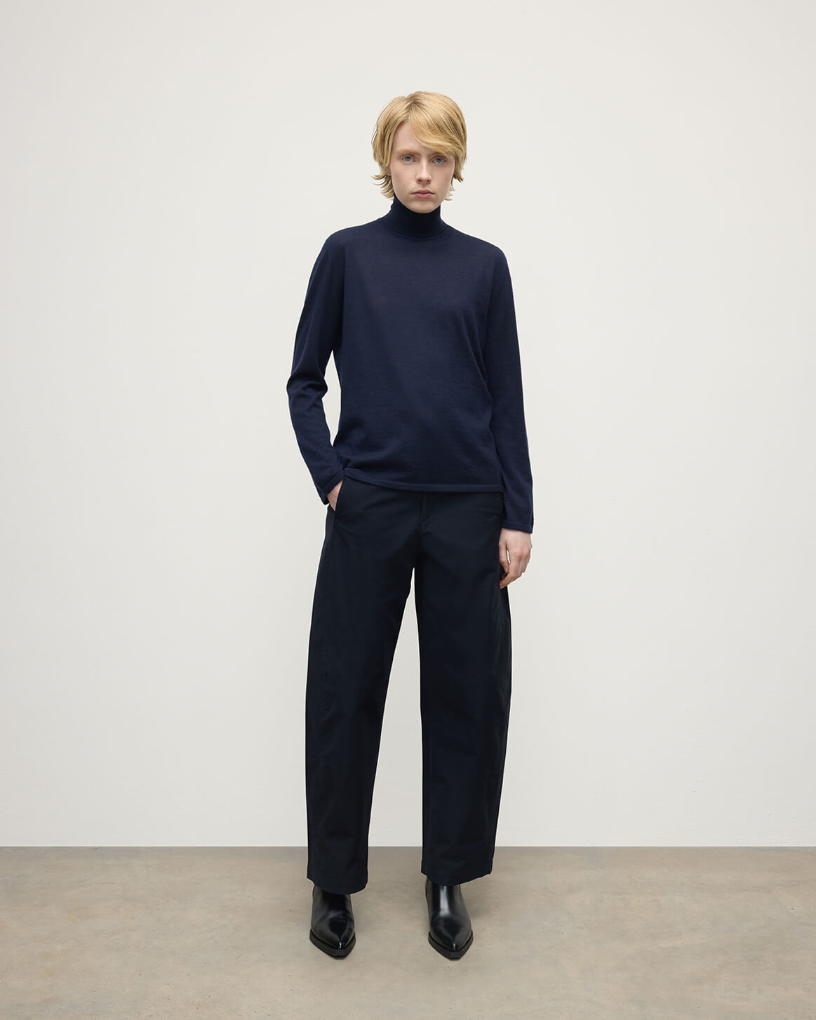 Superfine Cashmere Dark Roll Neck Jumper