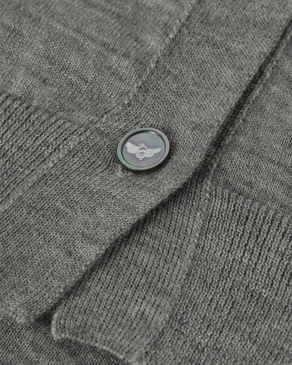 JOHNSTONS OF ELGIN WOMENS HONOR CREW CARDIGAN GREY 100% SUPERFINE CASHMERE KAI05708HA4253