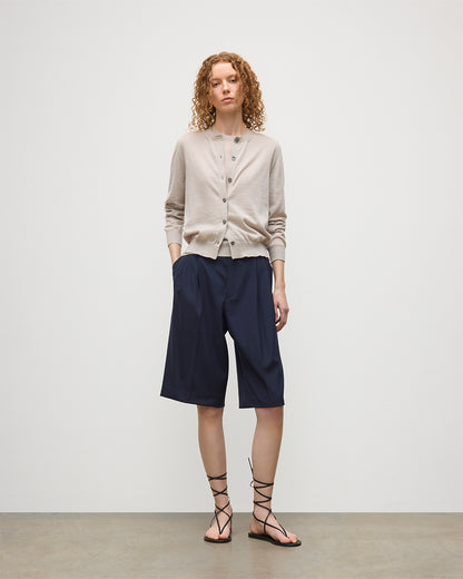 JOHNSTONS OF ELGIN WOMENS HONOR CREW CARDIGAN IVORY 100% SUPERFINE CASHMERE KAI05708SA0664