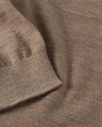 JOHNSTONS OF ELGIN WOMENS HONOR SHORT SLEEVE CREW LIGHT BROWN 100% SUPERFINE CASHMERE KAI05712HB0273