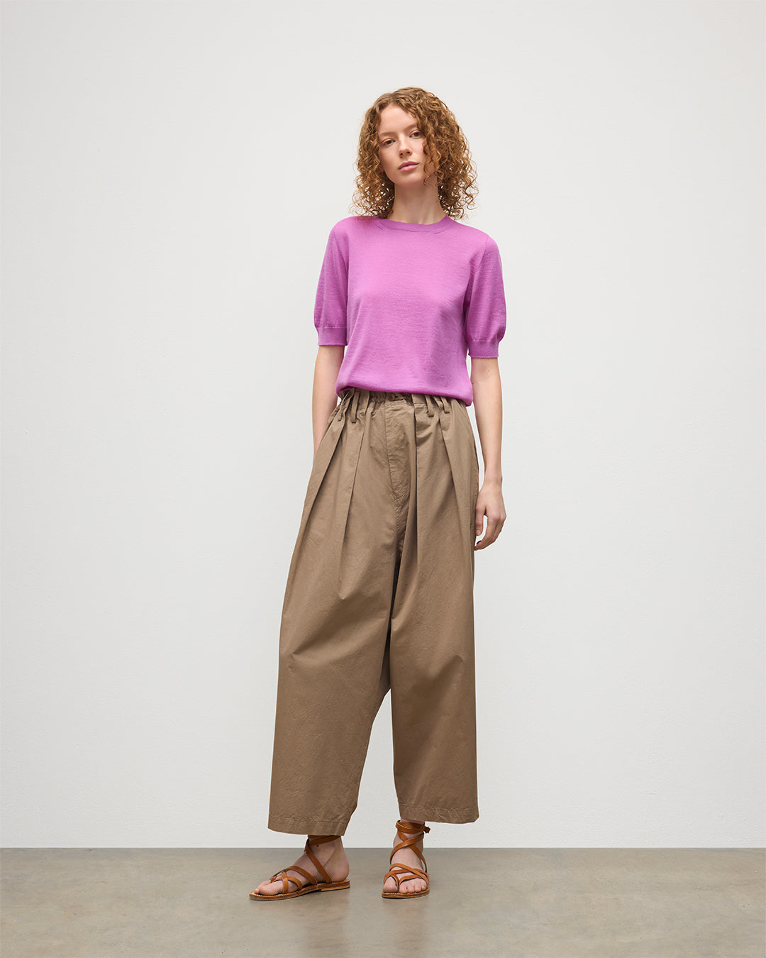 JOHNSTONS OF ELGIN WOMENS HONOR SHORT SLEEVE CREW PINK 100% SUPERFINE CASHMERE KAI05712SE5321