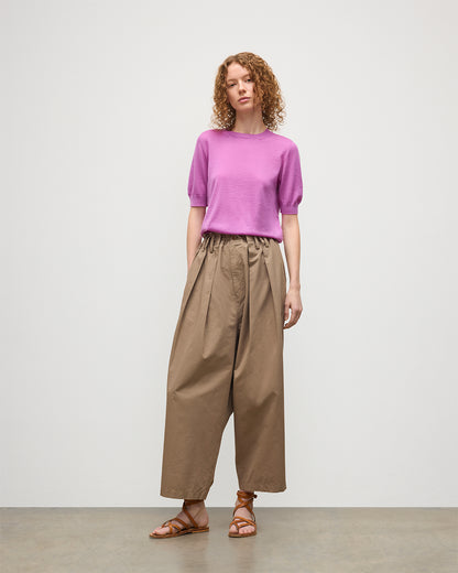 JOHNSTONS OF ELGIN WOMENS HONOR SHORT SLEEVE CREW PINK 100% SUPERFINE CASHMERE KAI05712SE5321